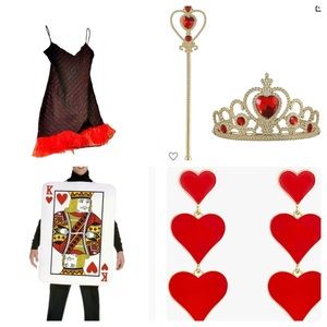 Adult Couples Halloween Costume ❤️ King & Queen of Hearts S/M,  (Men’s Regular)